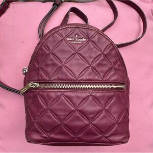 Kate Spade Natalia Mini Convertible Backpack – Cherrywood Quilted Leather